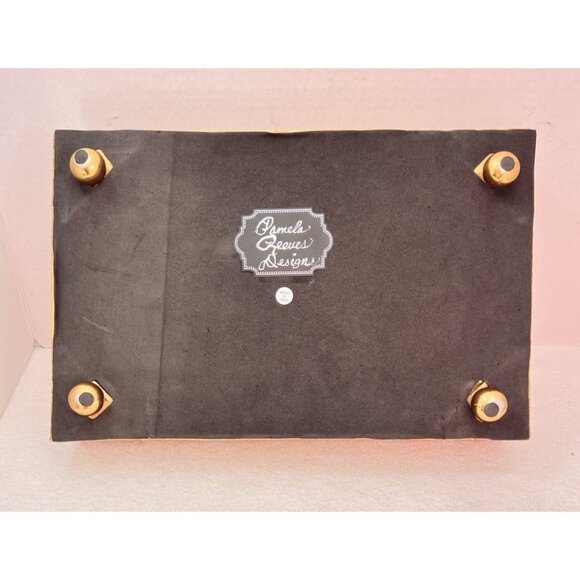 Footed Mirror Tray LG Gold Vanity Filigree Scroll Floral 14" x 9" x 3.5" LUXURY - Picture 12 of 15